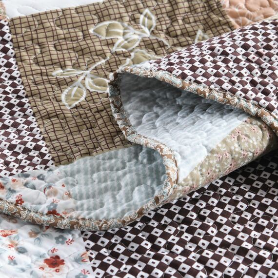 HoneiLife Bettwäsche-Set für Queen-Size-Betten, 3-teilig, Mikrofaser, wendbar, Tagesdecke, Patchwork-Decken, Blumen-Bettwäsche-Set für alle Jahreszeiten, Steppdecken, Rose, Queen-Size/volle Größe
