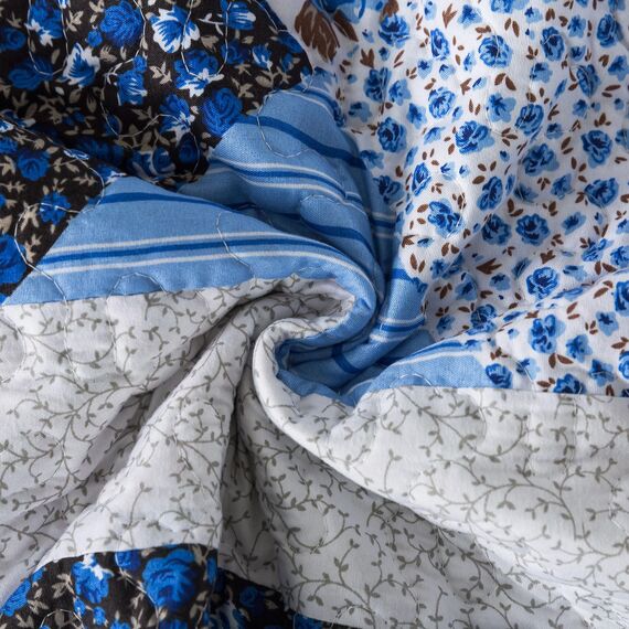 HoneiLife Bettwäsche-Set für King-Size-Betten – 3-teiliges Mikrofaser-Steppdecken, wendbar, Blumen-Bettwäsche-Set für alle Jahreszeiten, Steppdecken mit blauem und weißem Porzellan-Muster