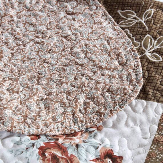 HoneiLife Bettwäsche-Set, Queen-Size-Größe, 3-teilig, Mikrofaser-Steppdecken, wendbar, Patchwork-Decken, Blumenmuster, Bettwäsche-Set, Steppdecken mit Mokka-Rose, Queen-Size-Bett