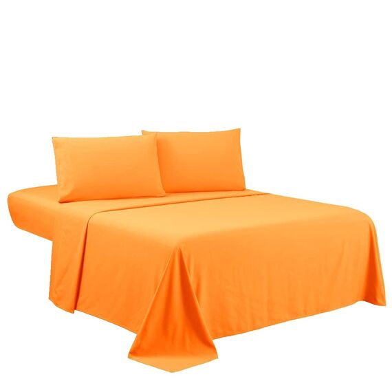 Sfoothome Queen-Size-Bettwäsche-Set – Hotel-Luxus-Bettwäsche-Set mit Bettbezug, extra tiefe Tasche, 1800er-Serie, knitter- und lichtbeständig, Bettlaken und Kissenbezug-Set (Queen, Orange)