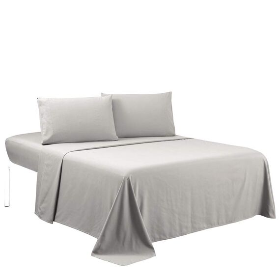 Sfoothome Bettlaken-Set mit 4 Klammern, Tiefe Taschen, 2 extra Kissenbezüge, knitterfrei, fleckenabweisend, 6-teilig Full Light Gray-4 Pieces