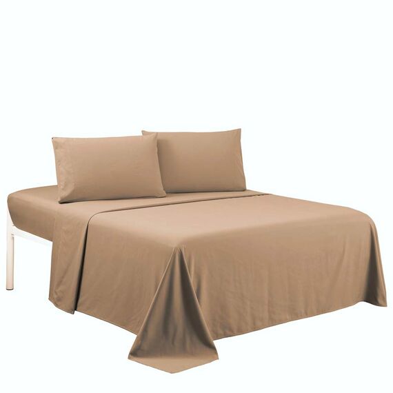 Sfoothome Bettwäsche-Set für Queen-Size-Betten, Mokka-Hotel, 4-teilig, extra tiefe Taschen, 1800er-Serie, Bettwäsche-Set, knitter- und lichtbeständig, Bettlaken und Kissenbezug (Queensize, Mokka)