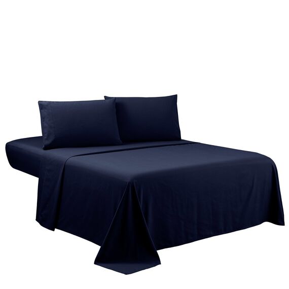 Sfoothome Bettbezug-Set für Queensize-Betten, Marineblau, 4-teilig, extra tiefe Taschen, 1800er-Serie, Bettwäsche-Set, knitter- und lichtbeständig, Bettlaken und Kissenbezug (Queensize, Marineblau)