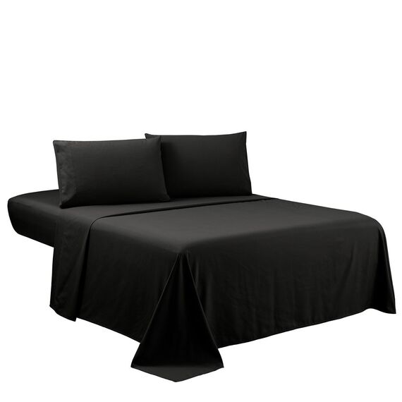 Sfoothome Bettwäsche-Set mit Bettbezug für King-Size-Betten, 4-teilig, extra tiefe Taschen, 1800er-Serie, knitter- und lichtbeständig, Bettlaken und Kissenbezug, Kingsize, Schwarz