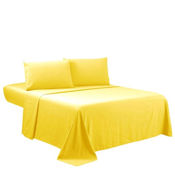 Sfoothome Komplettes Bettwäsche-Set – Hotel-Luxus-Bettwäsche-Set mit Bettbezug, extra Tiefe Tasche, 1800er-Serie, Knitter- und lichtbeständig, Bettlaken- und Kissenbezug-Set (voll, gelb)