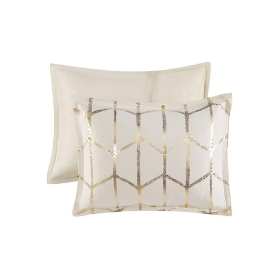 Intelligent Design Raina Bettwäsche-Set, King/Cal King, Elfenbein/Gold