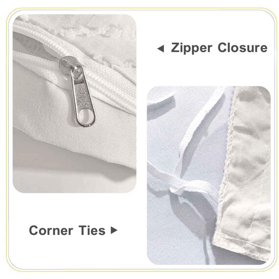 Nanko Weißer Bettbezug, King-Size-Größe, 3-teiliges Boho-Bettwäsche-Set, getuftete Mikrofaser, für alle Jahreszeiten, ästhetisch, Shabby-Chic, weiche Stickerei, strukturiert, geometrischer Bettbezug
