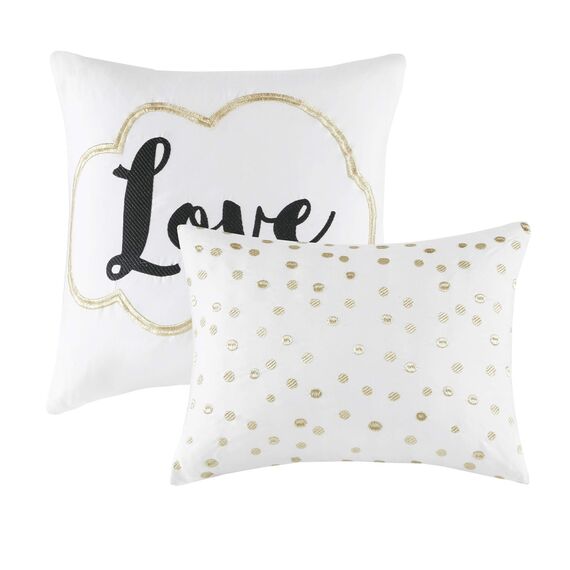 Intelligent Design Raina Bettwäsche-Set, King/Cal King, Elfenbein/Gold