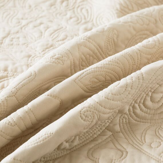 HoneiLife Bettwäsche-Set für King-Size-Betten, 3-teilig, Bestickt, Mikrofaser, wendbar, leicht, Paisleymuster, für alle Jahreszeiten, Beige