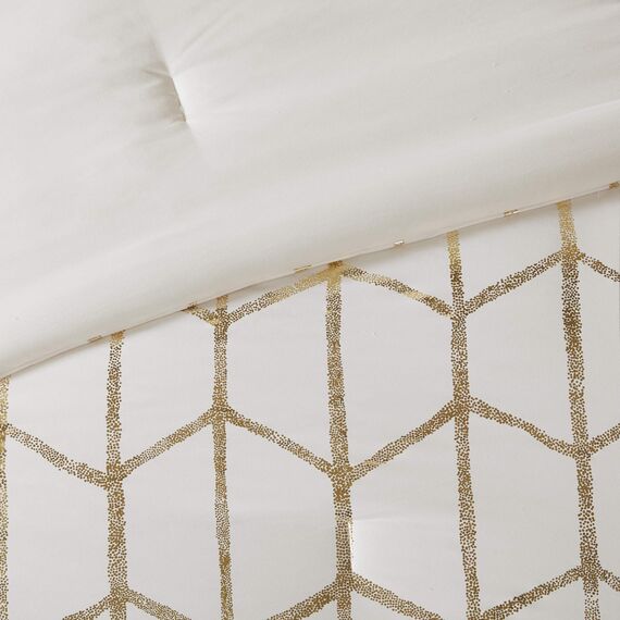 Intelligent Design Raina Bettwäsche-Set, King/Cal King, Elfenbein/Gold
