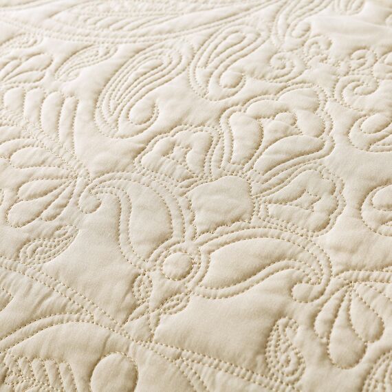 HoneiLife Bettwäsche-Set für King-Size-Betten, 3-teilig, Bestickt, Mikrofaser, wendbar, leicht, Paisleymuster, für alle Jahreszeiten, Beige