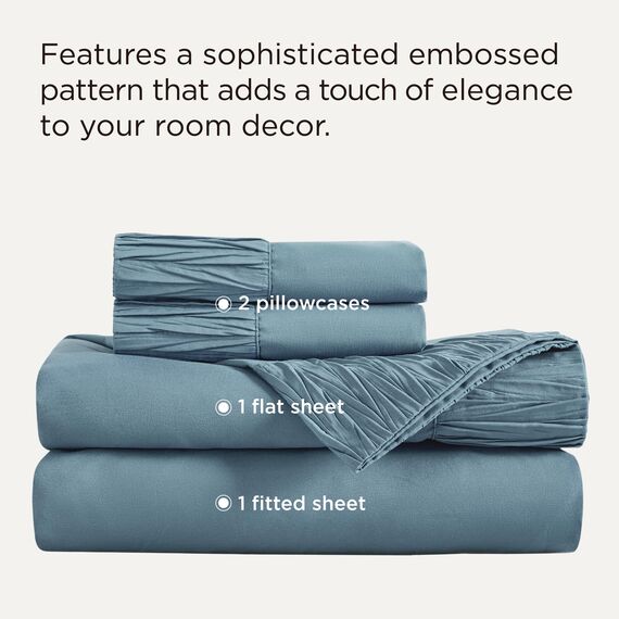 Bedsure Bettwäsche-Set in Hotelqualität, weiche und kühlende Polyester-Mikrofaser, 4-teilig, Doppelbett, pflegeleicht, mineralblau