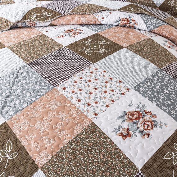 HoneiLife Übergroße King-Size-Tagesdecken, 120 x 120 cm, 3-teilig, California-King-Size-Bett, extra großes Steppdecken-Set für alle Jahreszeiten, rustikale Bettwäsche-Sets für King-Size-Betten,