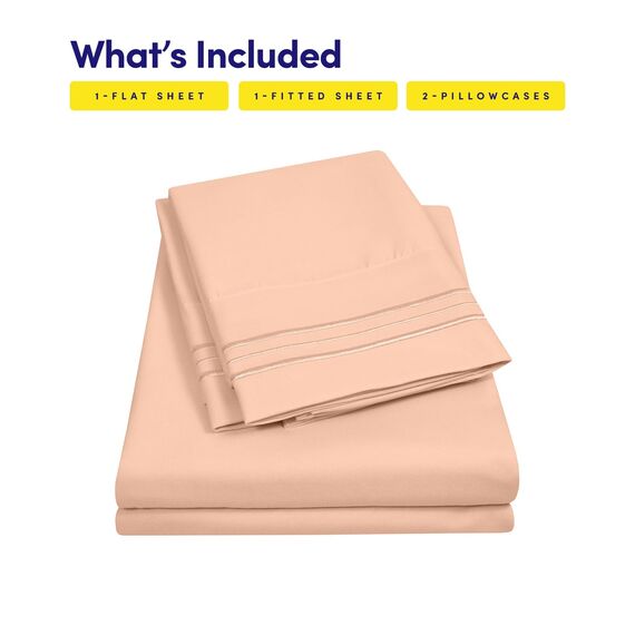 1500 Supreme Collection Bettlaken-Set, Hotelqualität Bettlaken & Kissenbezüge, extraweich, elastische Eckgurte, tiefe Taschen, Queen-Size, Pfirsich