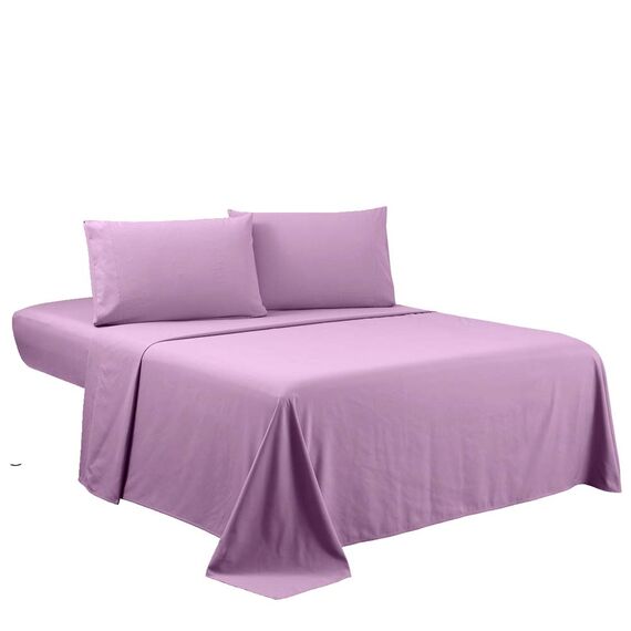 Sfoothome Lavendel-Bettwäsche-Set 160x200, 4-teilig, extra tiefe Taschen, 1800er-Serie, knitter- und lichtbeständig, Bettlaken und Kissenbezug (voll, lavendelfarben)
