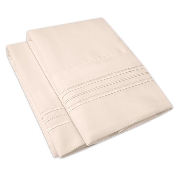 1500 Supreme Collection Bett-Kissenbezüge, luxuriös, Bestickt, hochwertig, weich und knitterfrei, atmungsaktiv, zusätzliche Kissenbezüge für Bettlaken, 12 Farben, Standard, Beige