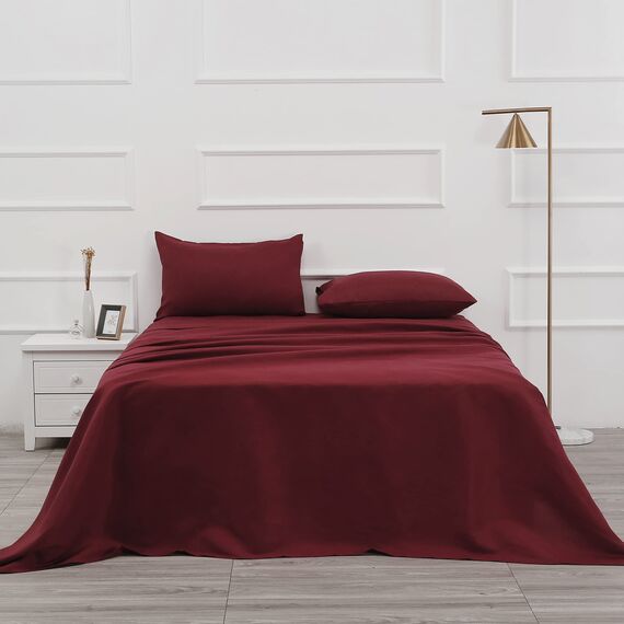 Best Season Bed Sheet Set, luxucy Weichsten Mikrofaser Bettwäsche Platinum Collection Deep Pocket Falten und farbbeständige 4 Stück, Mikrofaser, burgunderfarben, Queen