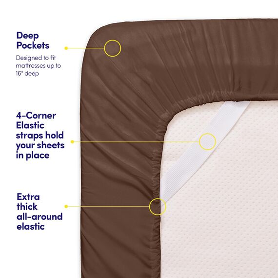 1500 Supreme Collection Bed Sheets - 4 Piece Bed Sheet Set Deep Pocket, Since 2012 - Wrinkle Free Hypoallergenic Bedding, 23 Colors - King, Brown