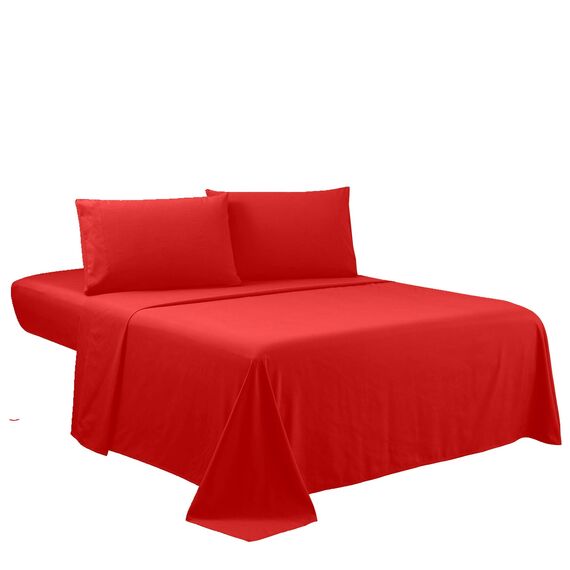 Sfoothome Bettwäsche-Set für King-Size-Betten, 4-teilig, extra tiefe Taschen, 1800er-Serie, knitter- und lichtbeständig, Bettlaken und Kissenbezug (Kingsize, Rot)