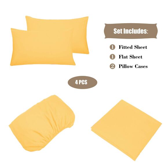 Best Season Bettwäsche-Set mit klassischem Muster, Tiefe Taschen, sehr weich und atmungsaktiv Modern Queen gelb