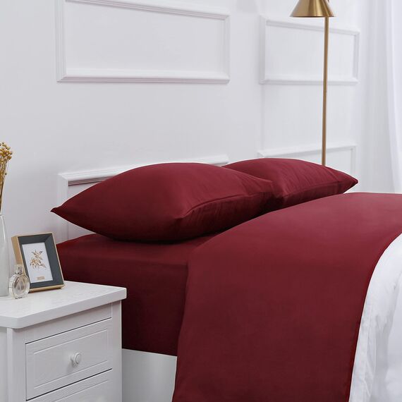 Best Season Bed Sheet Set, luxucy Weichsten Mikrofaser Bettwäsche Platinum Collection Deep Pocket Falten und farbbeständige 4 Stück, Mikrofaser, burgunderfarben, Queen