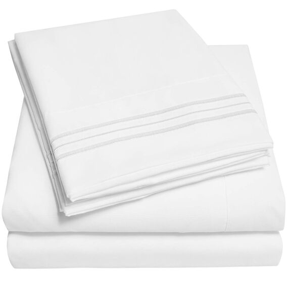 1500 Supreme Collection Bettlaken-Sets weiß – Luxushotel-Bettwäsche und Kissenbezug Set für King-Size-Matratze – extra weiche, elastische Eckbänder, Tiefe Tasche, weiß