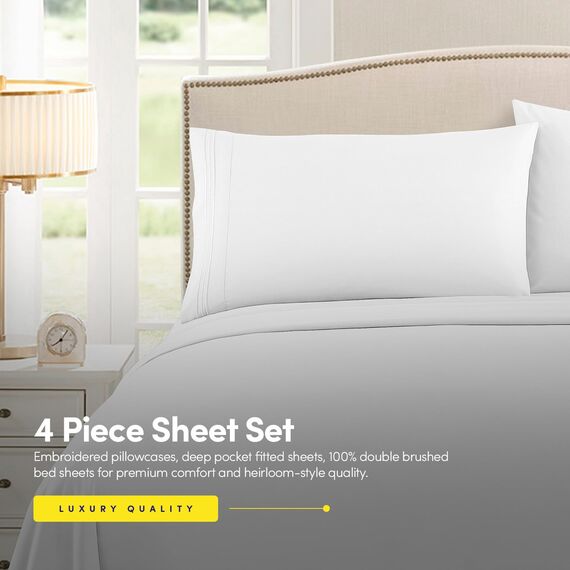 Sweet Home Collection Bettlaken-Set, 4-teilig, Queensize-Bett, Weiß