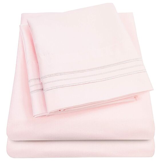 1500 Supreme Collection Bettlaken-Set, weich, bügelfrei, über 40 Farben, extra tiefe Taschen (53,3 cm) für extra tiefe Matratzen, California-King-Size, Hellrosa