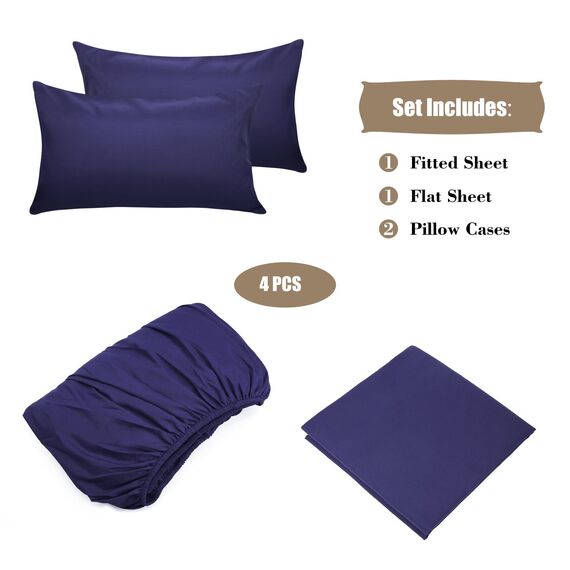 Best Season Bed Sheet Set, luxucy Weichsten Mikrofaser Bettwäsche Platinum Collection Deep Pocket Falten und farbbeständige 4 Stück, Mikrofaser, blau, Volle Größe