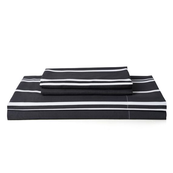 Best Season Bettwäsche-Set, 4-teilig, superweiche Mikrofaser, tiefe Tasche, ultraweich, farbecht und knitterbeständig (volle Größe, schwarz und weiß)