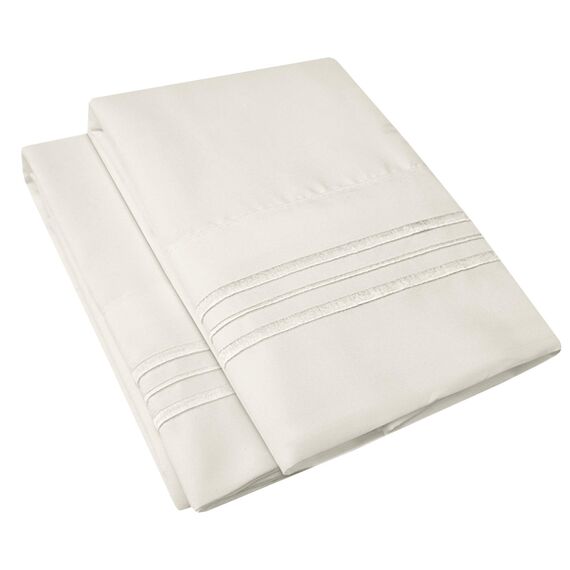 1500 Supreme Collection 2er-Pack Bettkissenbezüge – Luxuriös Bestickt, Premium-Weichheit und knitterarm, atmungsaktiv, zusätzliche Kissenbezüge für Bettlaken, Standard, elfenbeinfarben