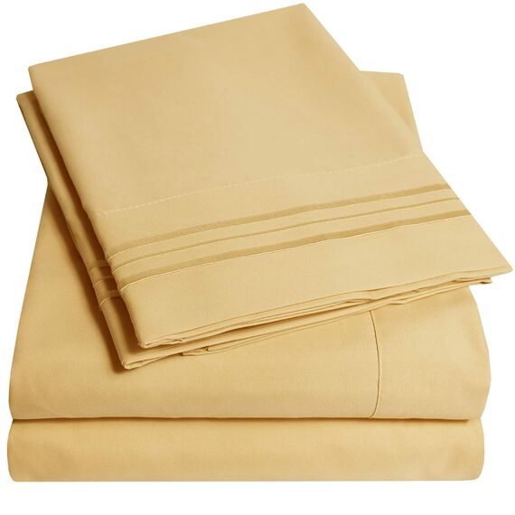 1500 Supreme Collection Bettlaken-Set, Bettlaken- und Kissenbezug-Set für King-Size-Matratzen, extraweich, elastische Eckgurte, tiefe Taschen, King-Size, Camel