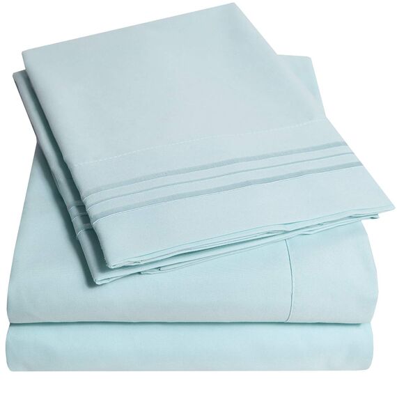 Bettlakenset 1500 Supreme Collection - Hochwertiges und luxuriöses Pfirsichhautgewebe - seit 2012 - Spannbetttuch - hautfreundlich - über 40 Farben erhältlich Matrimonio Doble hellblau