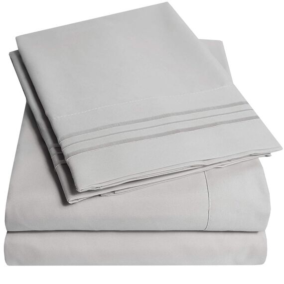1500 Supreme Collection Bettlaken-Set, weich, bügelfrei, über 40 Farben, extra tiefe Taschen (53,3 cm) für hohe Matratzen, Queen-Size, Silberfarben
