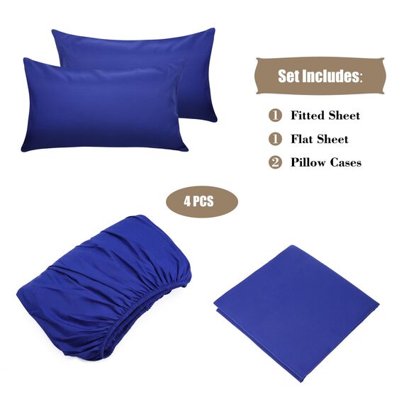 Best Season Bed Sheet Set, luxucy Weichsten Mikrofaser Bettwäsche Platinum Collection Deep Pocket Falten und farbbeständige 4 Stück, Mikrofaser, königsblau, Volle Größe