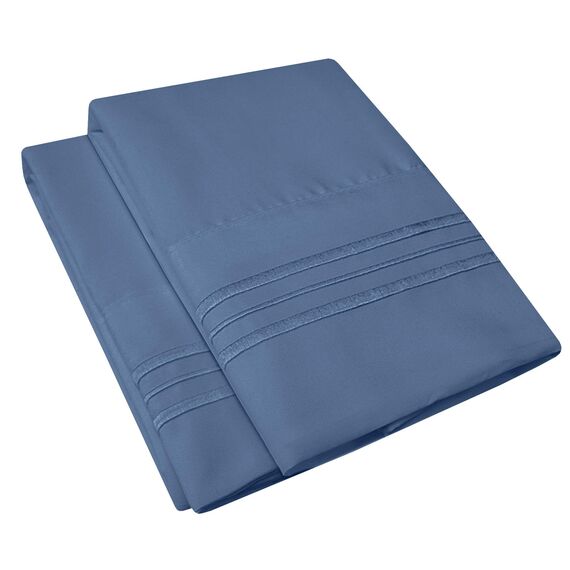 1500 Supreme Collection 2er-Pack Bettkissenbezüge – Luxuriös Bestickt, Premium-Weichheit und knitterarm, atmungsaktiv, zusätzliche Kissenbezüge für Bettlaken, Standard, Denim