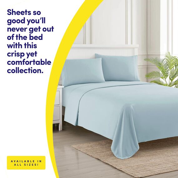 1500 Supreme Collection Bed Sheets - 4 Piece Bed Sheet Set Deep Pocket, Since 2012 - Wrinkle Free Hypoallergenic Bedding, 23 Colors - King, Light Blue