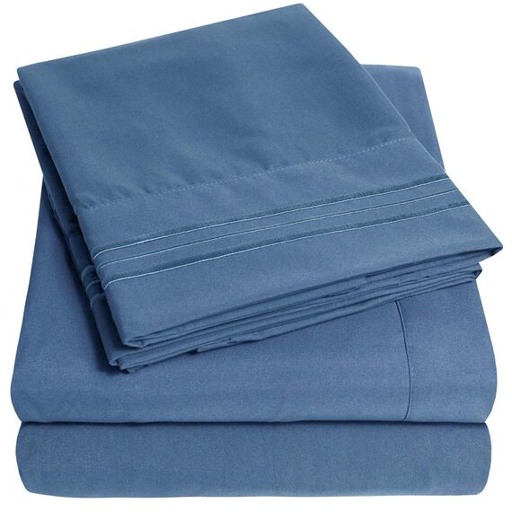 1500 Supreme Collection Bettlaken-Set, weich, bügelfrei, über 40 Farben, extra tiefe Taschen (53,3 cm) für hohe Matratzen, Queen-Size, Denim