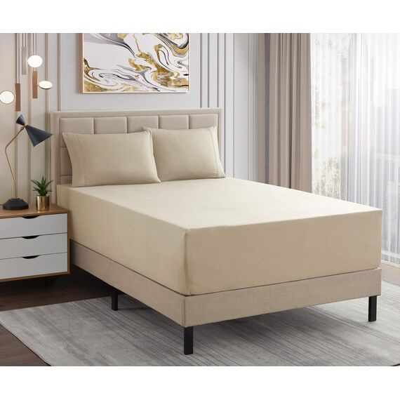 1500 Supreme Collection Bettlaken-Set, weich, bügelfrei, über 40 Farben, extra tiefe Taschen (53,3 cm) für hohe Matratzen, Queen-Size, Beige