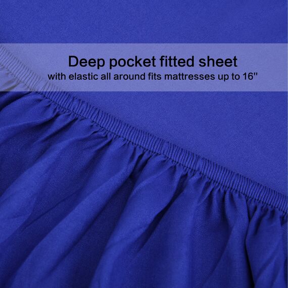 Best Season Bed Sheet Set, luxucy Weichsten Mikrofaser Bettwäsche Platinum Collection Deep Pocket Falten und farbbeständige 4 Stück, Mikrofaser, königsblau, Volle Größe