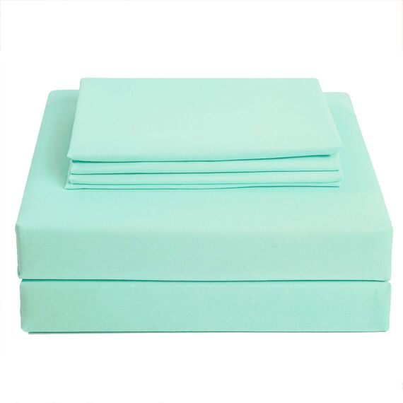 Best Homelike Collection Bettwäsche-Set, gebürstete Mikrofaser, Tiefe Taschen, weich und lichtbeständig, hypoallergen, 4-teilig (Queen-Size-Größe, Minzgrün)