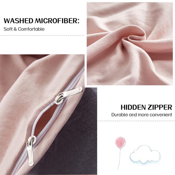 Dreaming Wapiti Bettbezug-Set, Gewaschene Mikrofaser, Queen-Size-Bettbezug, einfarbig, weich und atmungsaktiv, mit Reißverschluss und Eckbändern (rosa Mokka, Queensize)