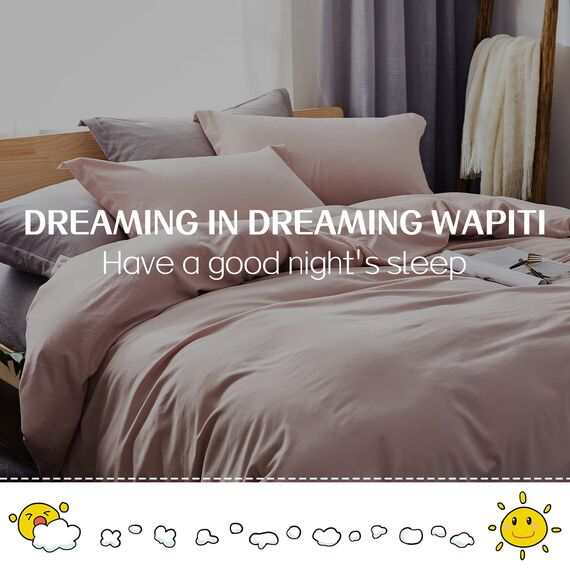 Dreaming Wapiti Bettbezug-Set, Gewaschene Mikrofaser, King-Size-Bettbezug, einfarbig, weich und atmungsaktiv, mit Reißverschluss und Eckbändern (rosa Mokka, Kingsize)