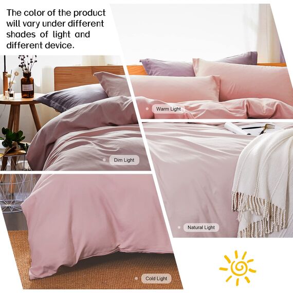 Dreaming Wapiti Bettbezug-Set, Gewaschene Mikrofaser, King-Size-Bettbezug, einfarbig, weich und atmungsaktiv, mit Reißverschluss und Eckbändern (rosa Mokka, Kingsize)