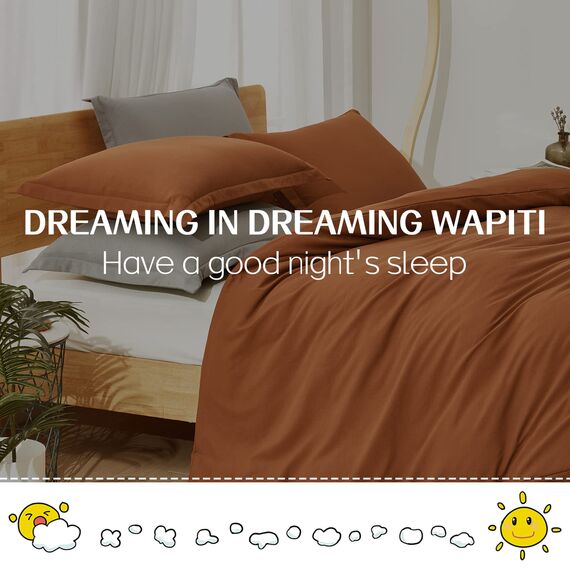 Dreaming Wapiti Bettbezug-Set für King-Size-Bett, gewaschene Mikrofaser, Terrakotta, einfarbig, weich und atmungsaktiv, mit Reißverschluss und Eckbändern (Terrakotta, King-Size)