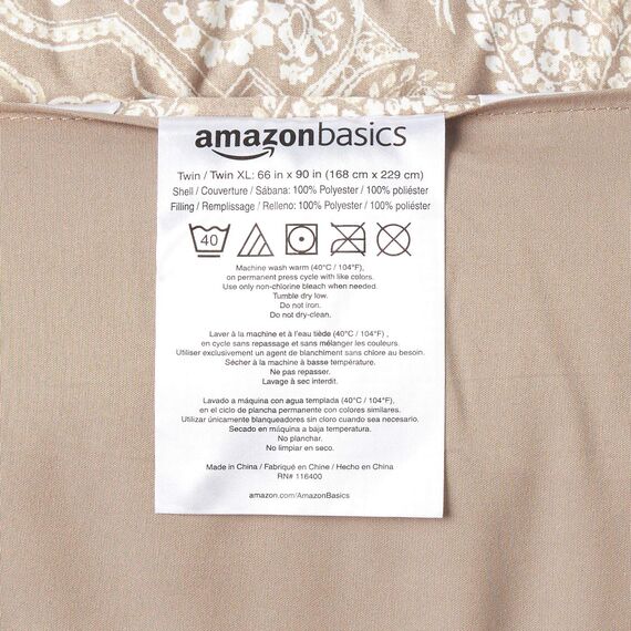 Amazon Basics Steppdecken-Set – weiche, pflegeleichte Mikrofaser – Twin/Twin XL – Hellbraun Diamond