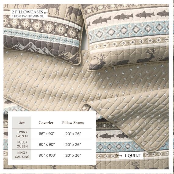 Great Bay Home Lodge Bettwäsche-Set – 2-teiliges Bettwäsche-Set für Doppelbetten in XL-Größe, rustikales Bettwäsche-Set – leicht, wendbar, für alle Jahreszeiten, wendbar (Rustic Lodge Stripes)