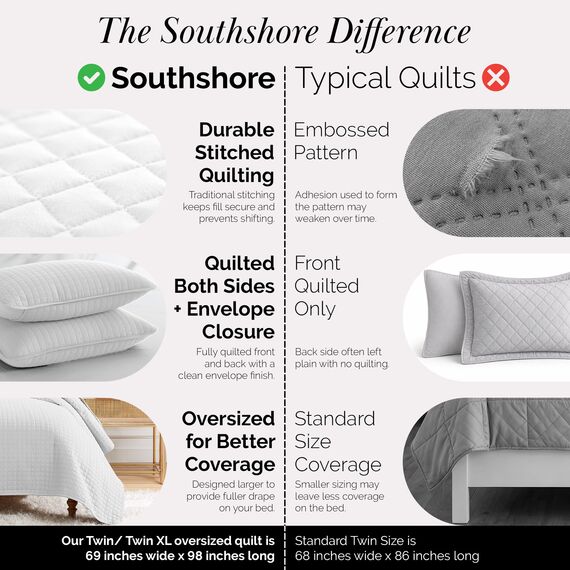 Southshore Fine Linens Vilano Springs Bettwäsche-Set Twin/Twin XL Bright White
