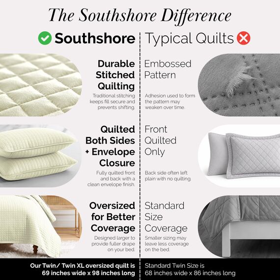 Southshore Fine Living, Inc. Bettwäsche-Set für Doppelbett, weiche gebürstete Mikrofaser, flecken- und tierhaarbeständige Bettwäsche, XL/Doppelbettgröße mit 1 Kissenbezug, cremefarben