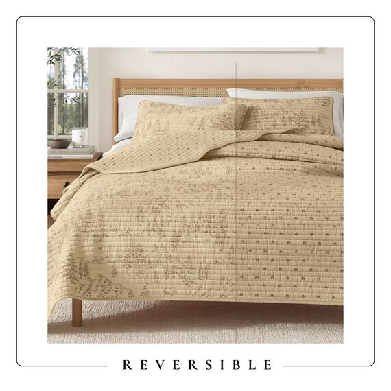 Great Bay Home Lodge Bettwäsche-Set – 2-teiliges Bettwäsche-Set für Doppelbetten in XL-Größe, rustikales Bettwäsche-Set – leicht, für alle Jahreszeiten, wendbare Tagesdecke (Bärgebirge)
